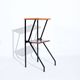 Mid-century modern Italian telephone side table with two levels, wood and black metal structure, 1960s.