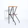 Mid-century modern Italian telephone side table with two levels, wood and black metal structure, 1960s.