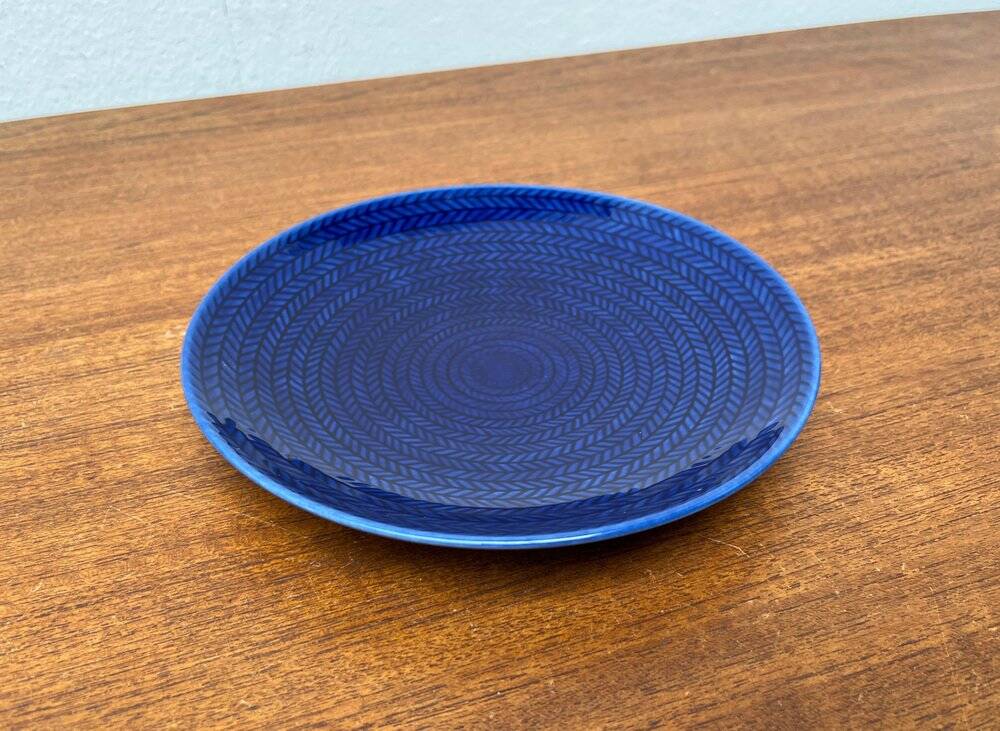 Swedish Salier Mid-Century Bla Eld, Salt Shaker, Milk Jug, Saucer and Plate by Hertha Bengtson for Rörstrand, 1960s, Set of 4