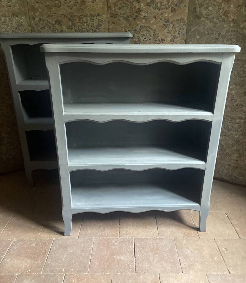 Bibus beech bookcase renovated in gray
