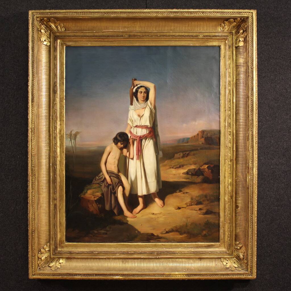 Great 19th century French painting, Hagar and Ishmael