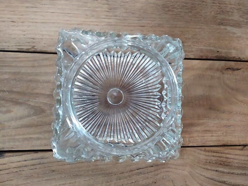 Vintage old square molded glass globe