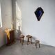 3 free-form oak tripod stools