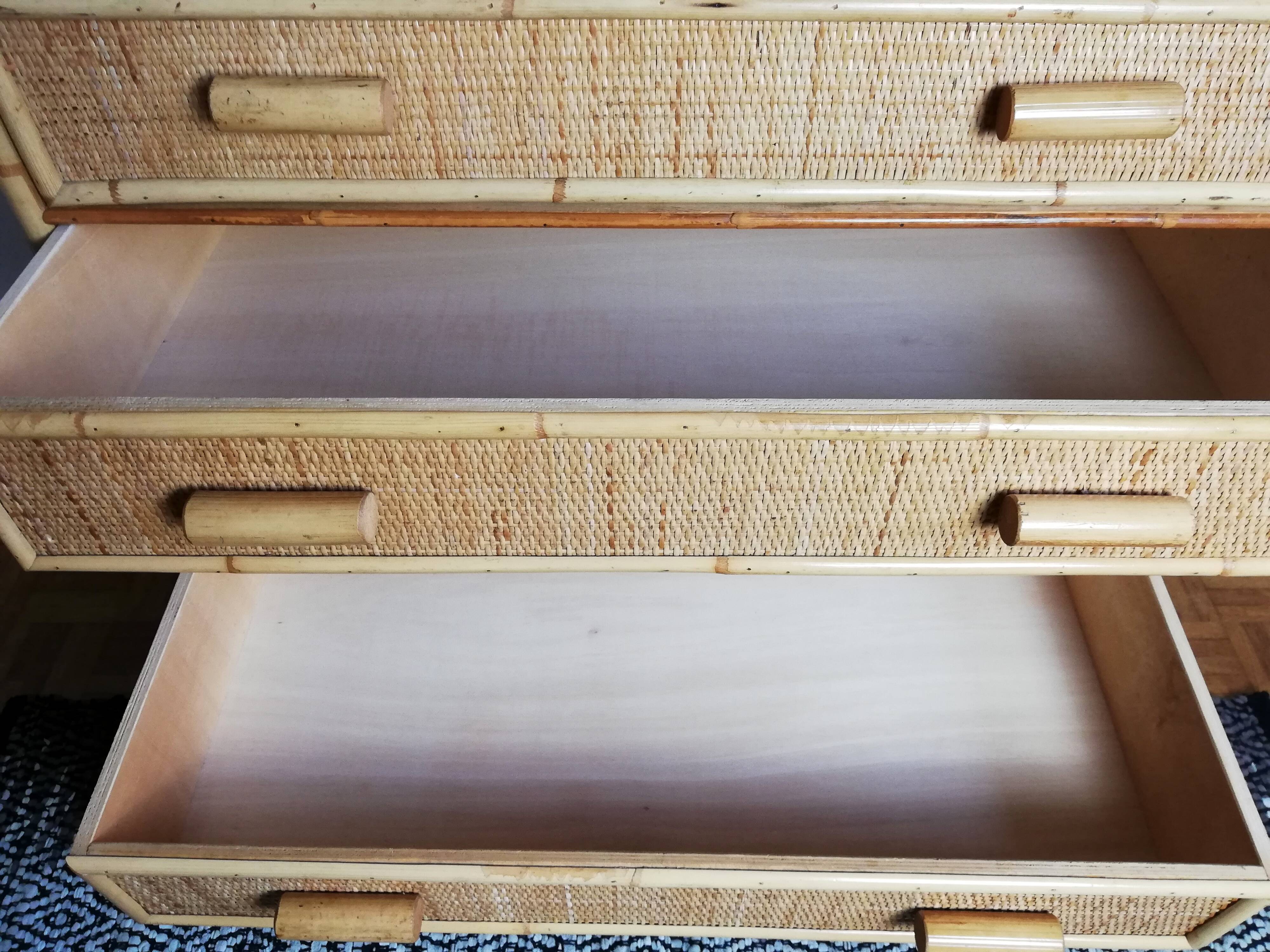 Rattan chest of drawers and woven wicker