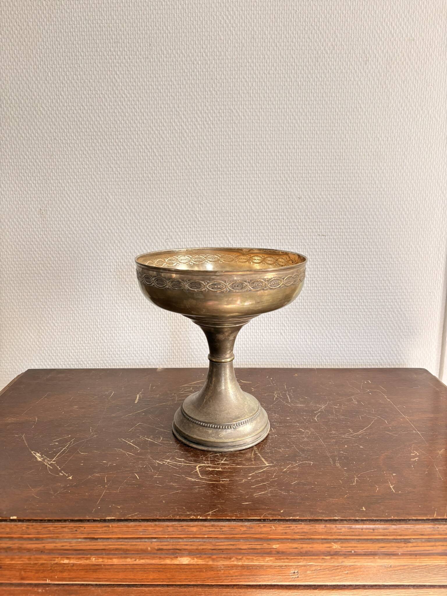 Footed Bowl Silvered Metal Second Empire Pearl Decor 19th Century