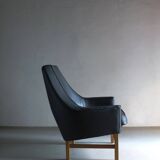 IB Kofod-Larsen leather oak easy chair | OPE Sweden | 1960s