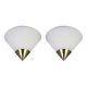 Pair of opaline glass wall lights designed by Limburg, Germany.