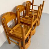 Set of 6 solid pine chairs, Scandinavian design, Reiner Daumiller
