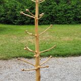 Brutalist coat rack on boxwood stand