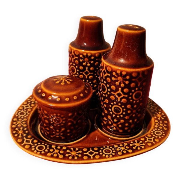 Set condiments sel poivre moutarde céramique Connemara Celtic