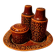 Set of ceramic condiments: salt, pepper, mustard, Connemara Celtic.