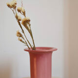 Pink vintage vase with rounded edges