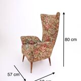 Fauteuil pour enfant en tissu floral vintage avec pieds en bois, Italie