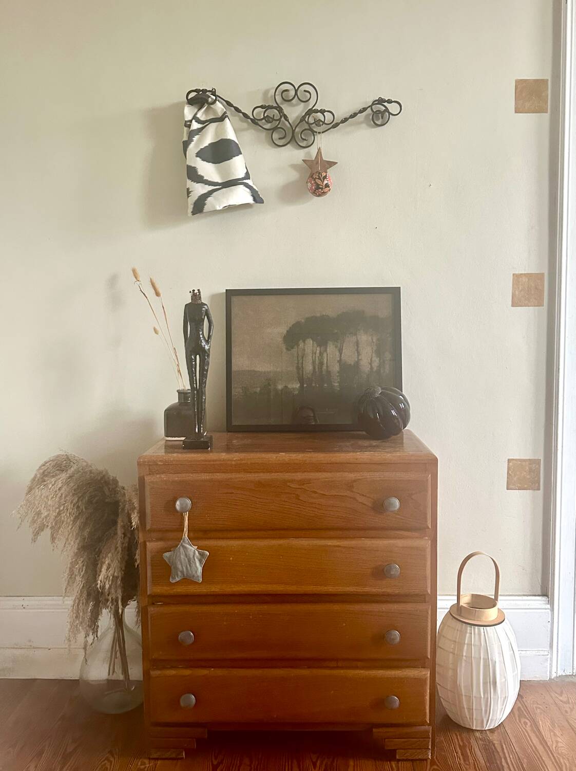 Old wrought iron coat rack