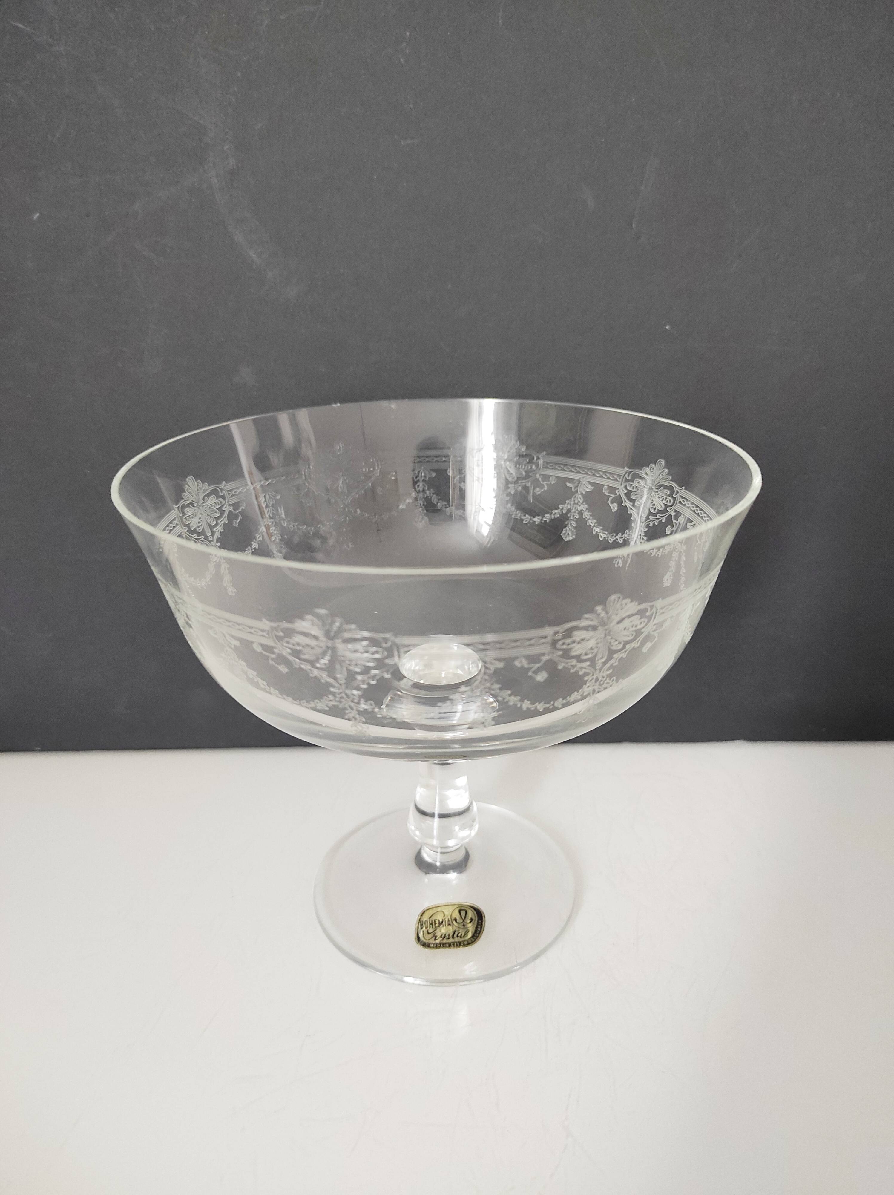 Bohemian crystal stemmed bowl