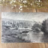 Old charcoal drawing painting