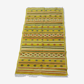 Hand-woven yellow kilim in pure wool 105×200cm