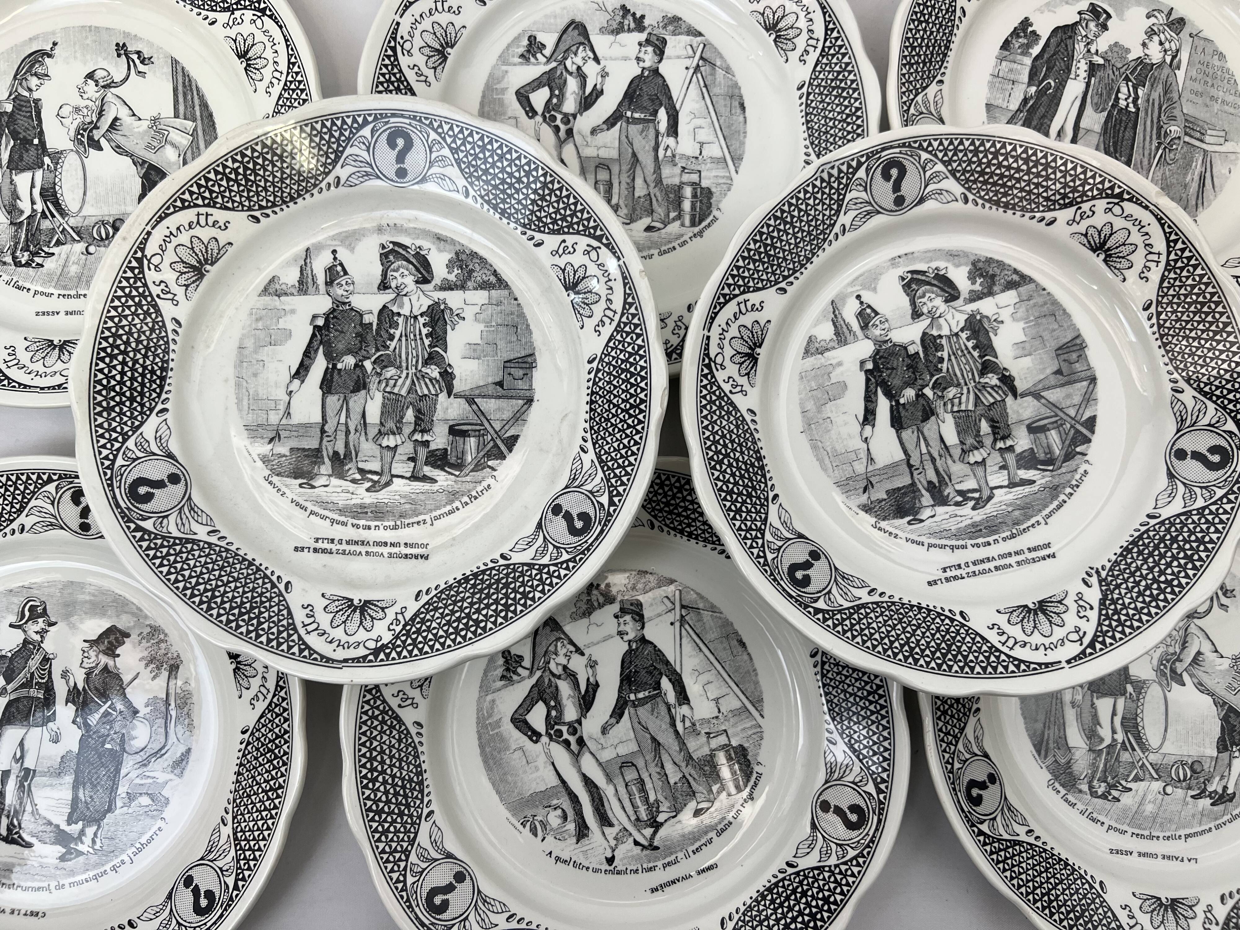 10 talking dessert plates on the theme of riddles Sarreguemines