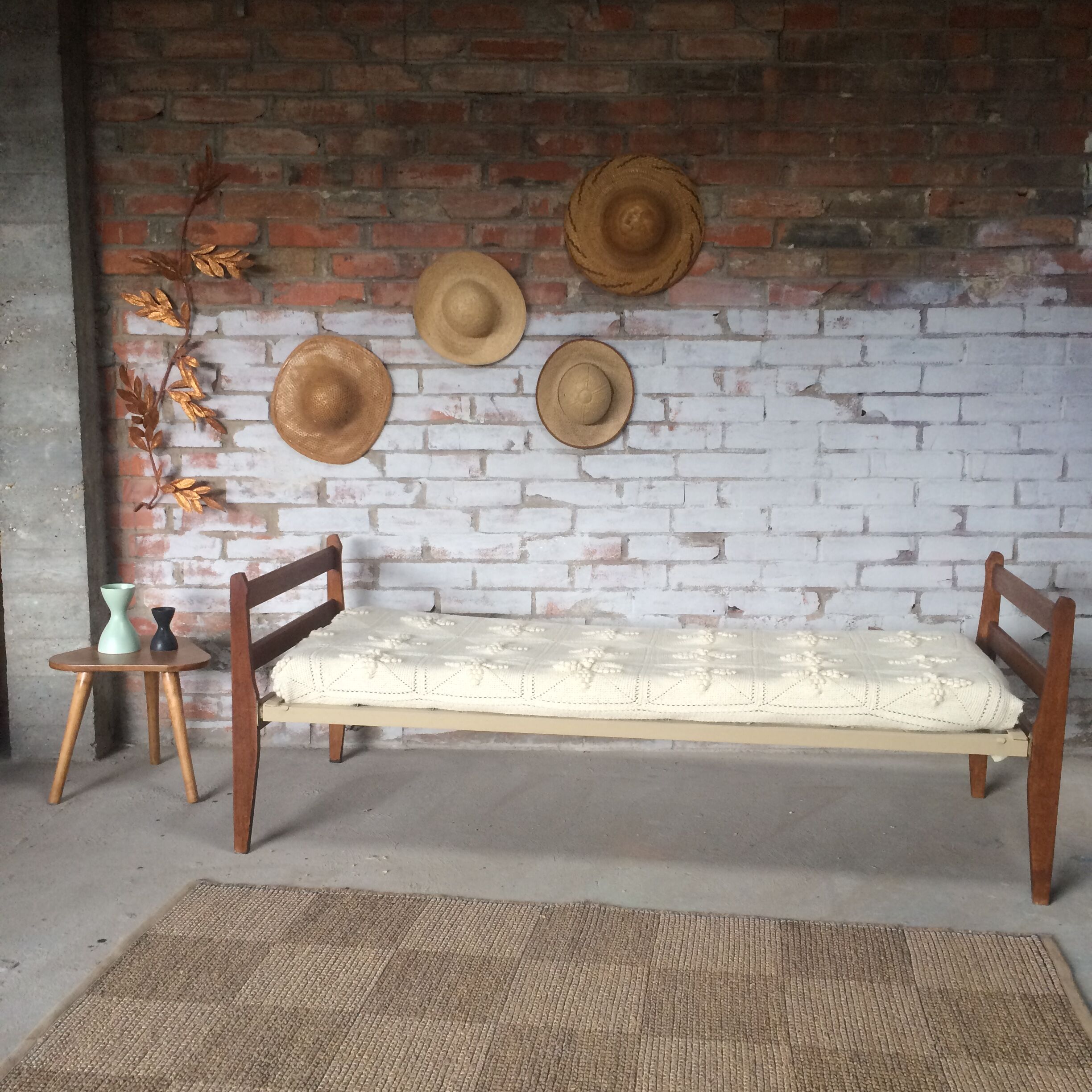 Bed scandinavian vintage compass  wood