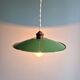 Industrial pendant light in green enamelled sheet metal, 1930s-40s