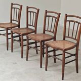 Set of 4 old Thonet style cane bistro chairs from the 1930s