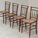 Set of 4 old Thonet style cane bistro chairs from the 1930s