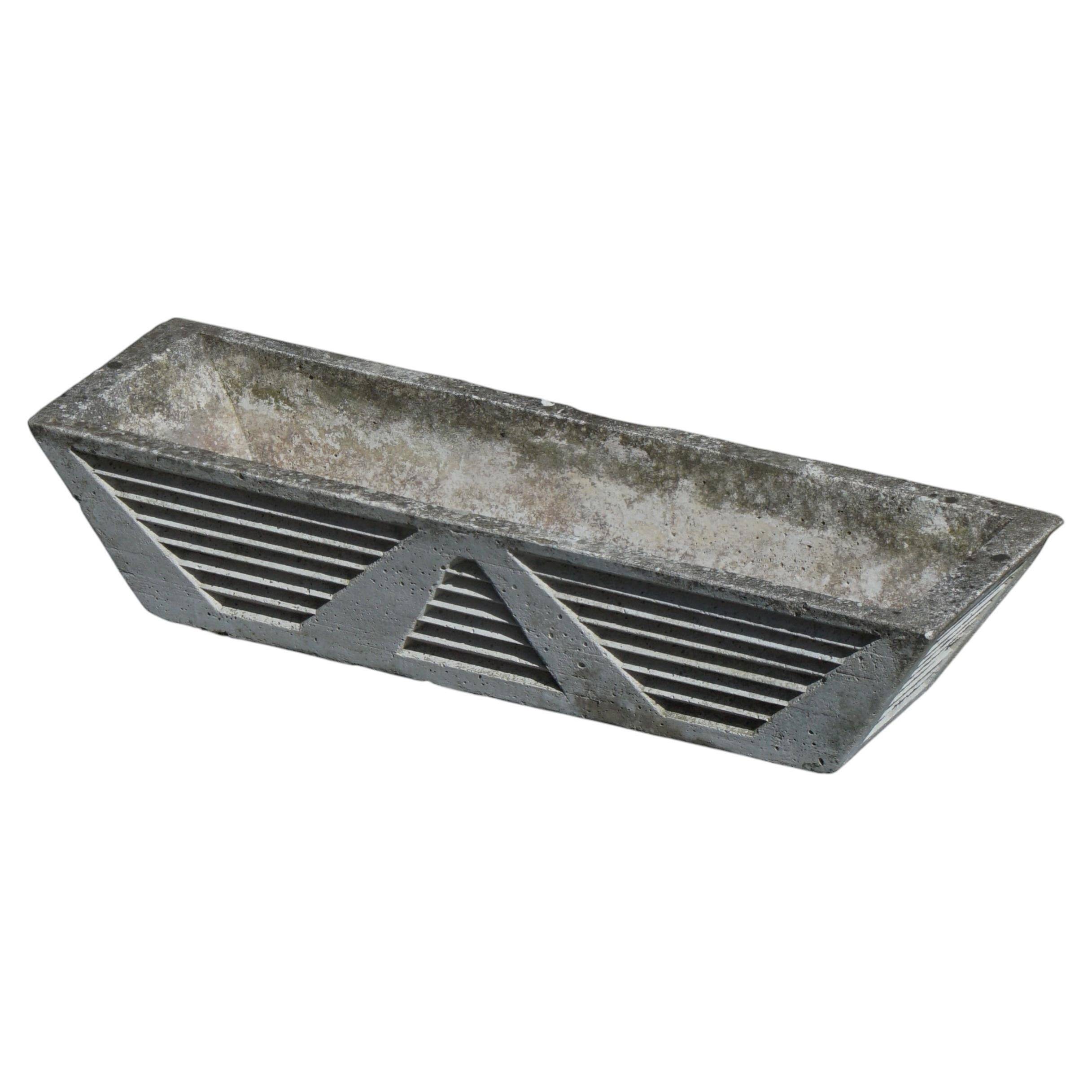 Rectangular moulded concrete planter, French Art Deco, 1940s