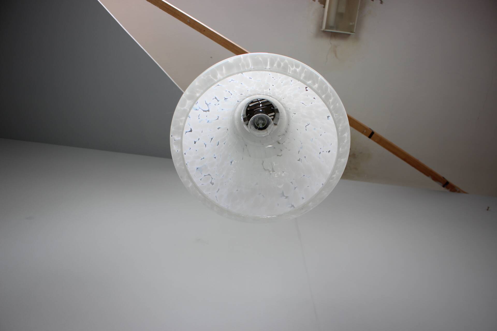 1970s Czechoslovak Adjustable Mid-Century Bell Form Glass Pendant Lamp