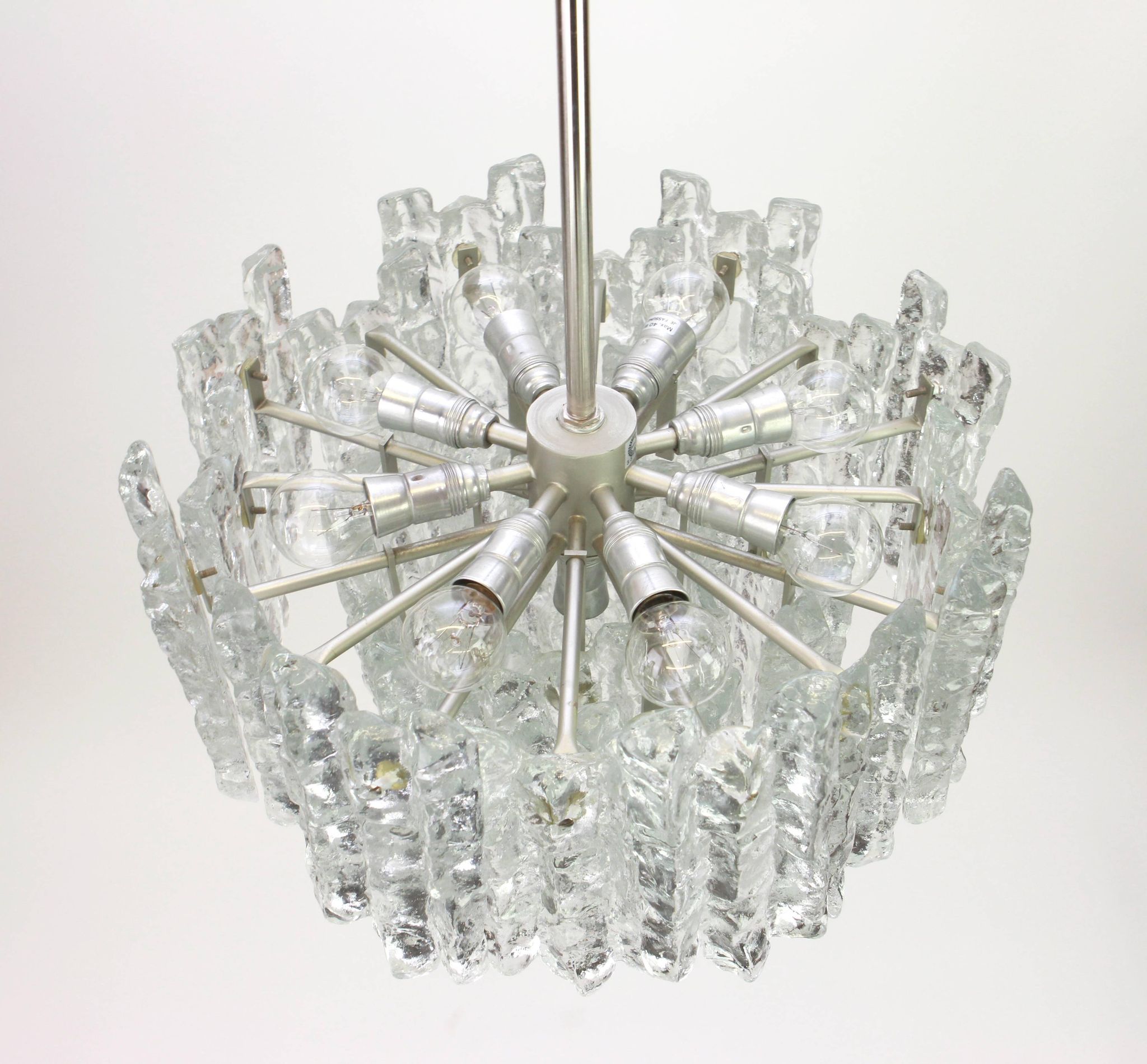Glass ice Murano chandeliers by Kalmar, Austria, 1960s