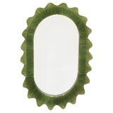 Organic-Shaped Green Italian Mirror Made of Murano Glass and Brass