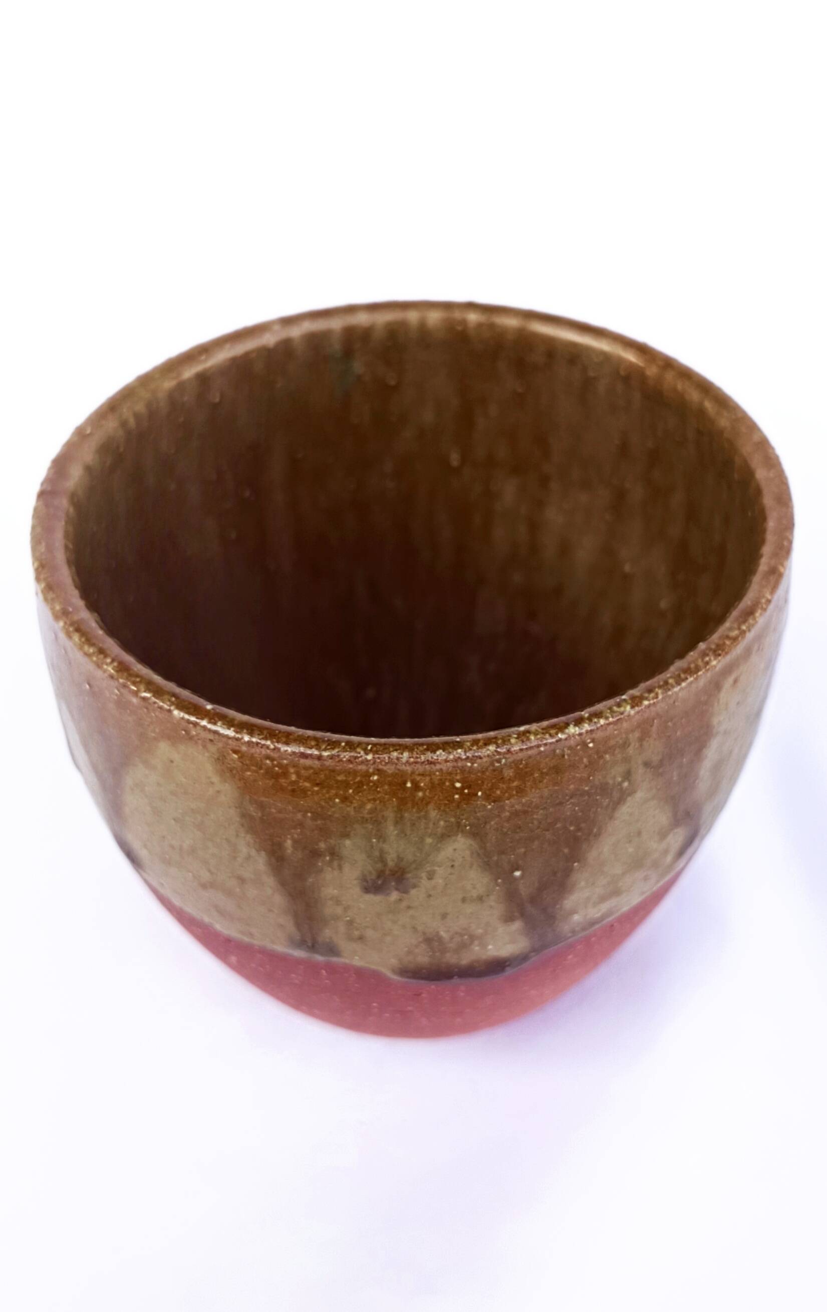 Two-tone brown and terracotta stoneware bowl Puisaye