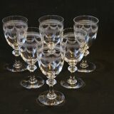 6 verres à vin en cristal gravé fin XIXème