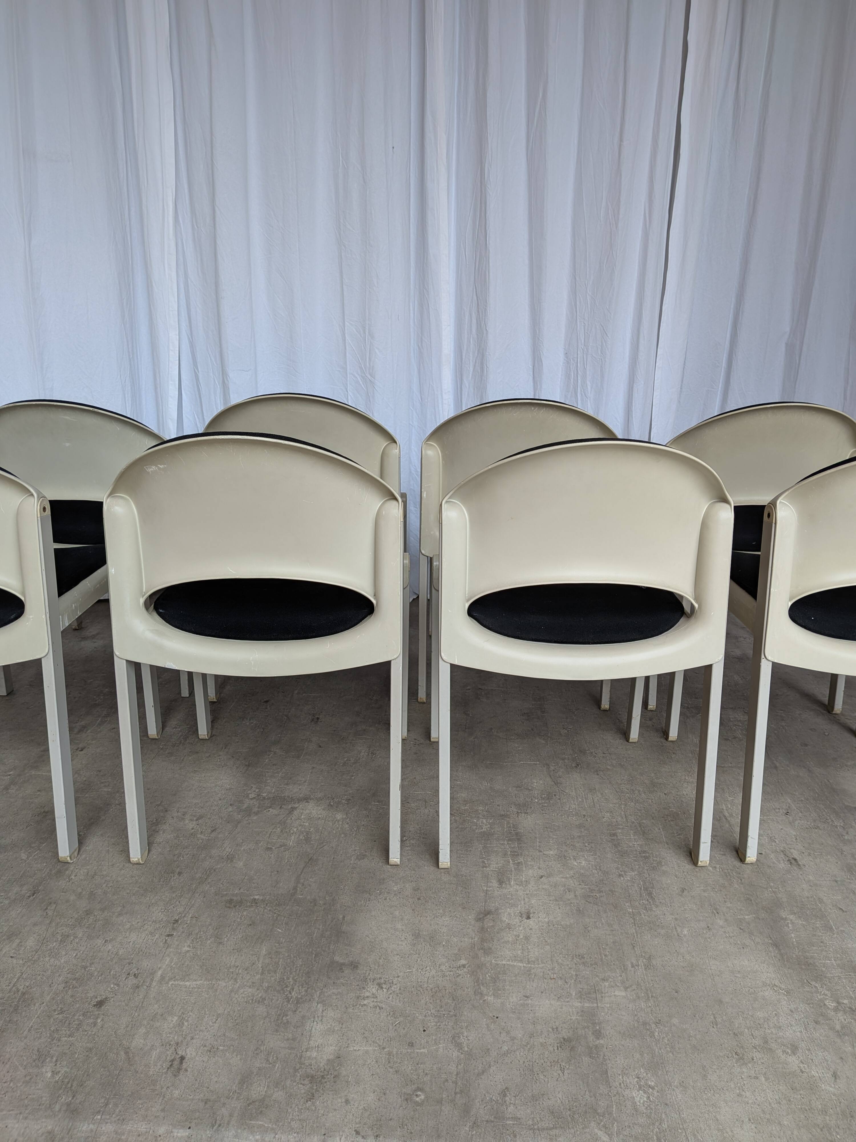 Set of 8 Vintage Aeon Mondial Stackable Chair / Dutch Postmodern Dining Cha