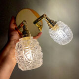 Double vintage tulip wall light in moulded glass.