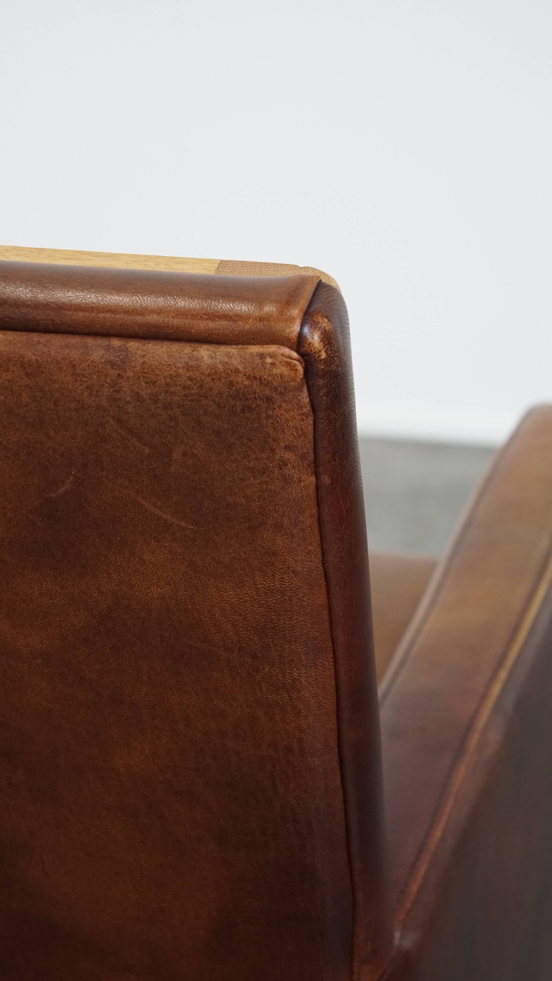 Sheepskin Leather Art Deco Design Armchair