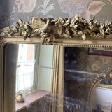 Miroir cheminée bois doré à fronton