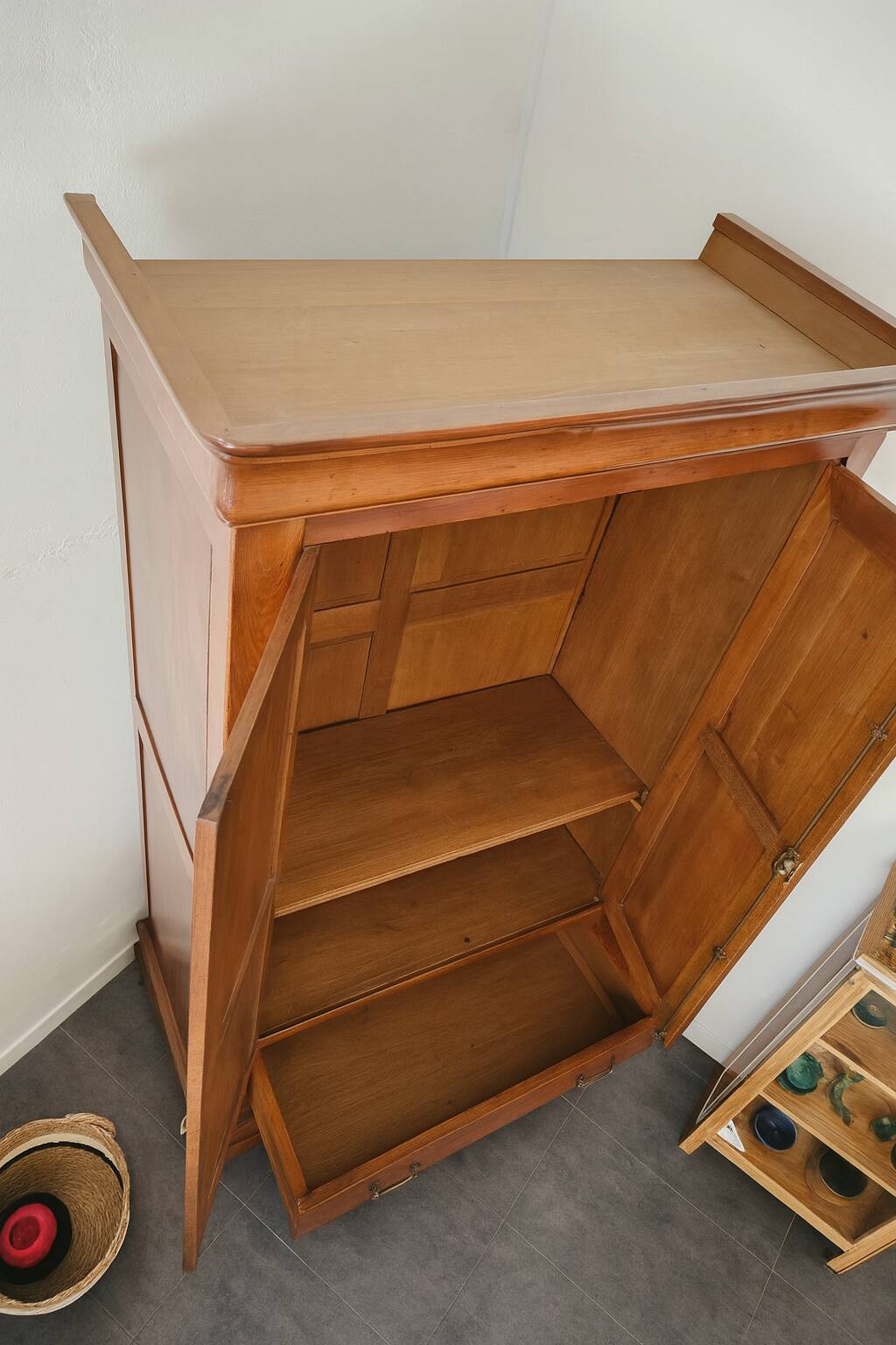 Louis-Philippe style wardrobe / TV unit in solid cherry wood