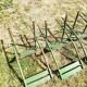 4 old iron and wood garden folding chairs