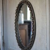 Vintage mirror, wall mirror, oval mirror, wrought iron mirror, brutalist