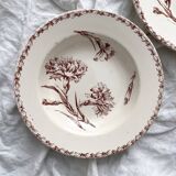 2 “Oeillet” ironstone earthenware soup plates KG Lunéville