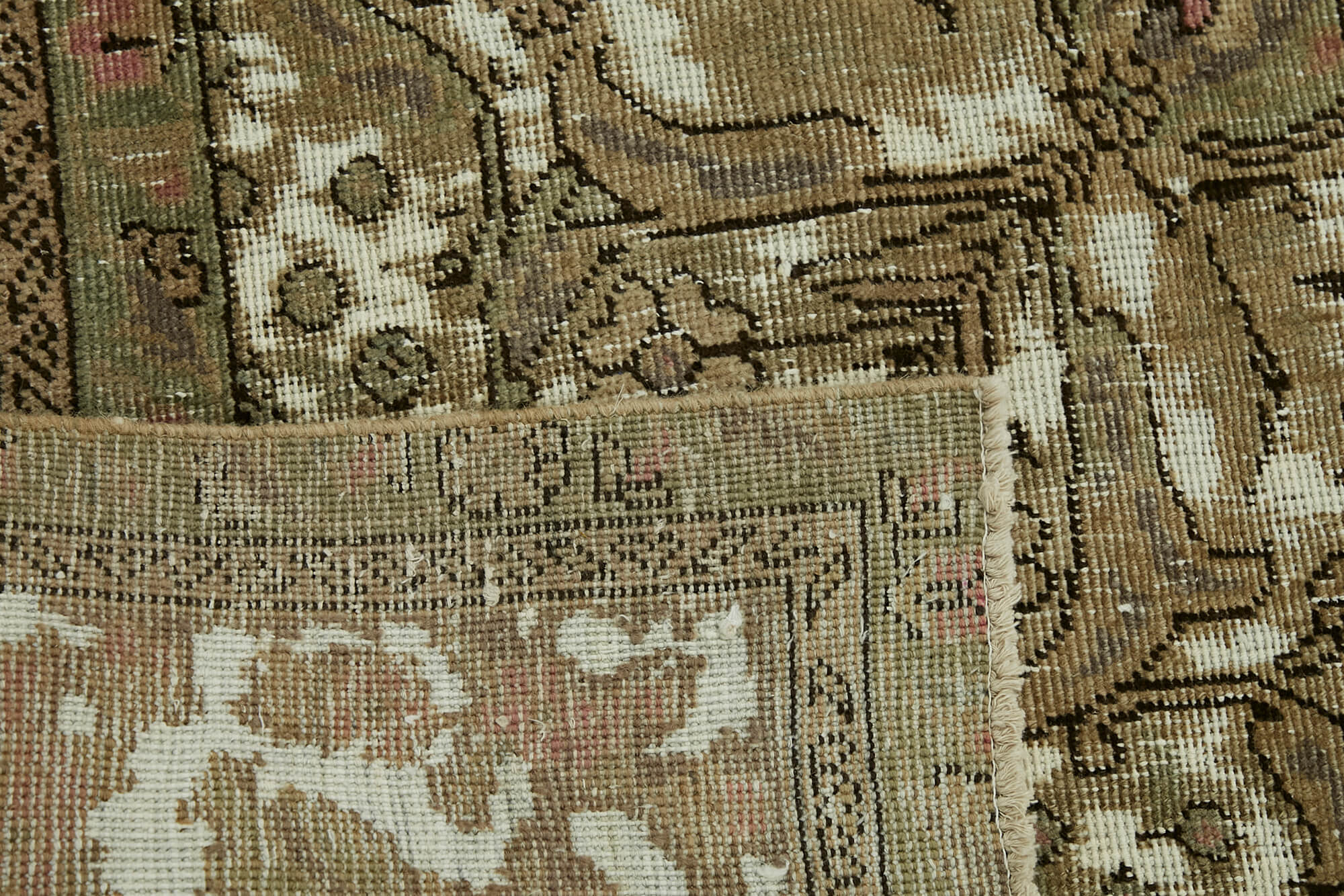 Handmade Turkish Unique 1980s 284 cm x 383 cm Beige Wool Carpet