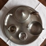 Shiny pewter tea set