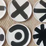 Set of 8 hand-painted dessert plates made by French Vallauris