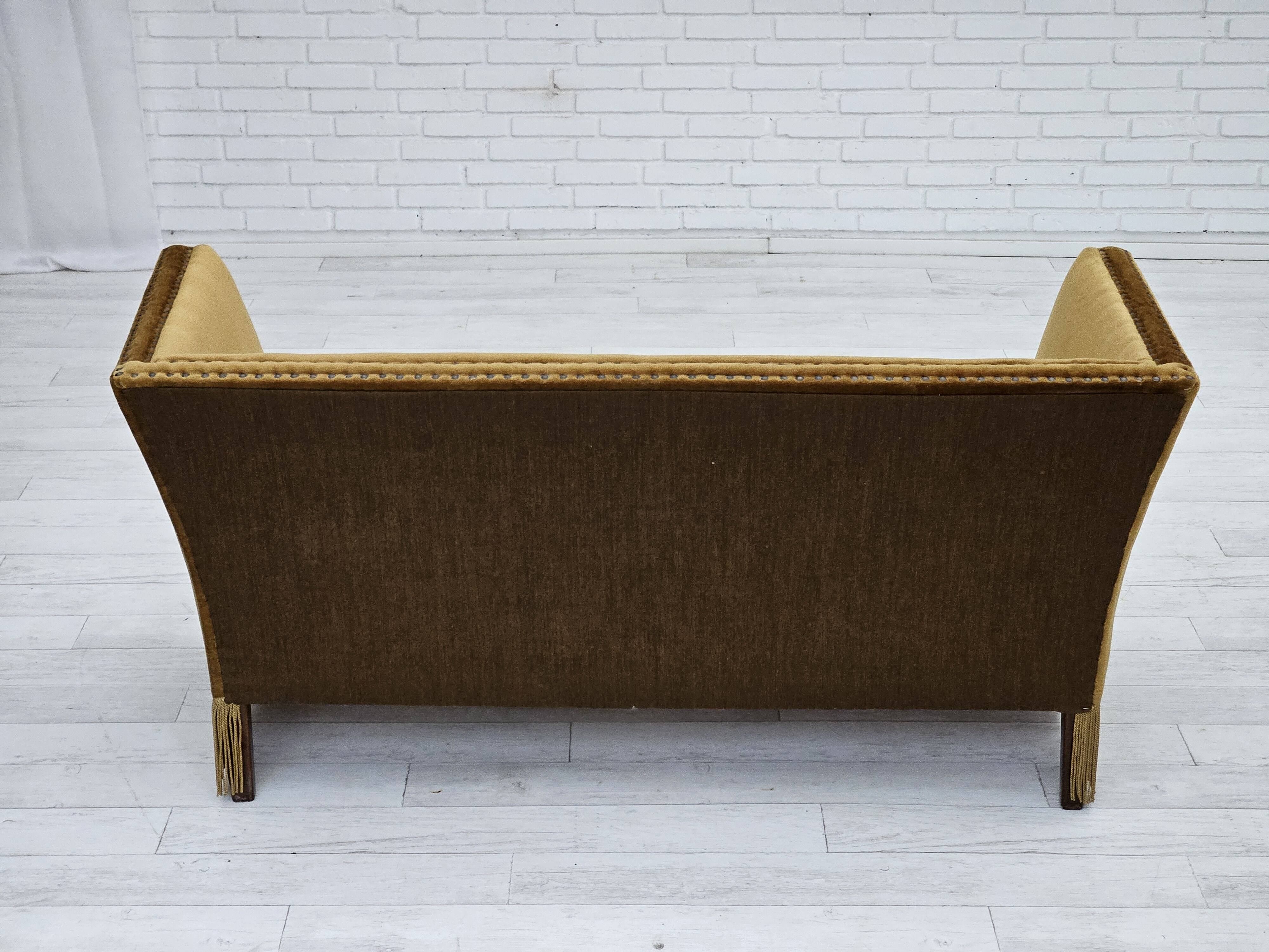 1960s, Danish 2 seater sofa, furniture velour, original condition.