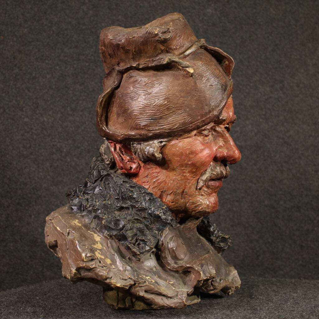 Italian terracotta sculpture of a fisherman from the 20th century