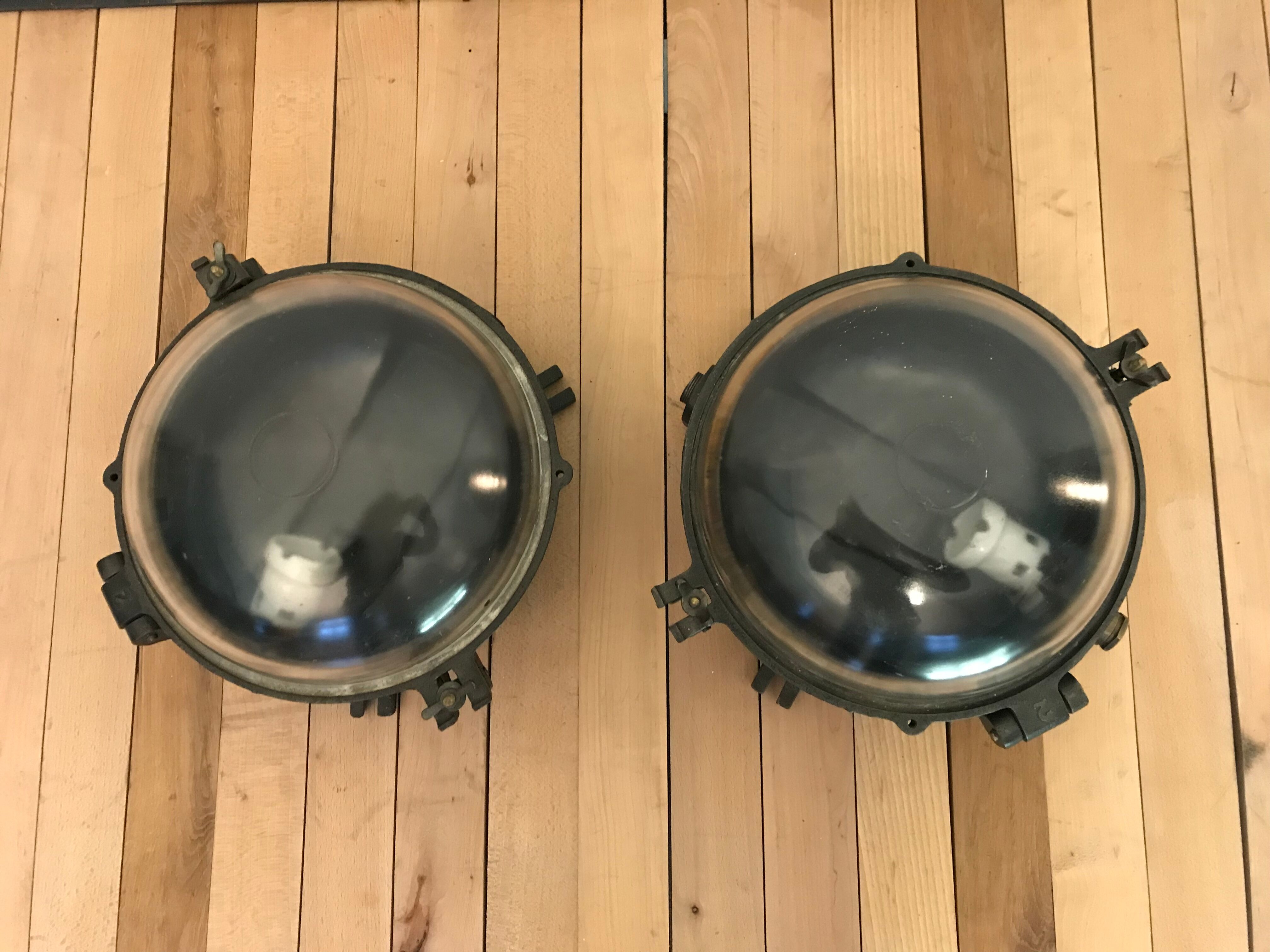 Pair old wall lamps ceiling porthole factory