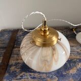 Art Deco suspension in marbled opaline