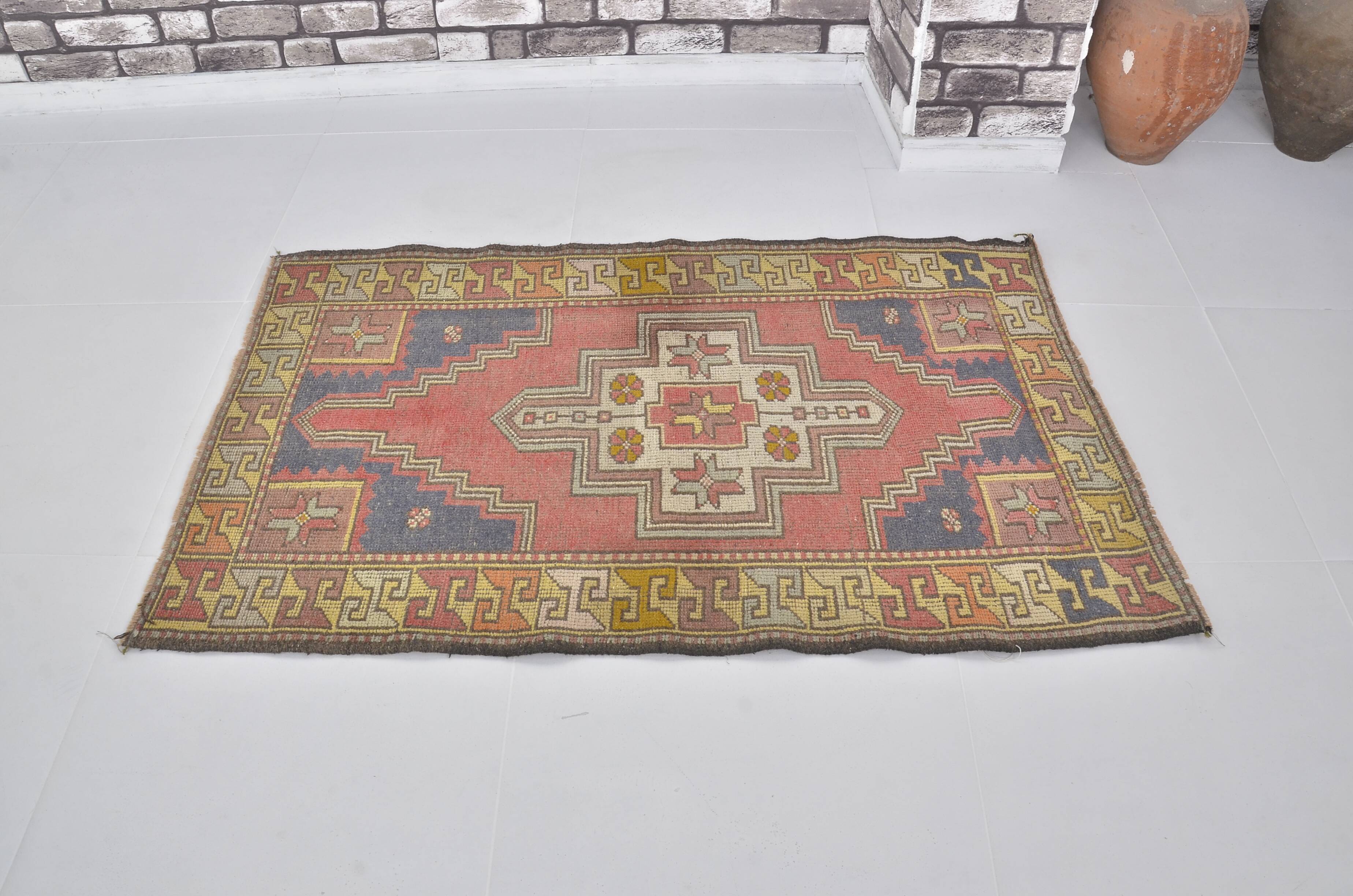 Tapis Oushak rouge et bleu sku 2451