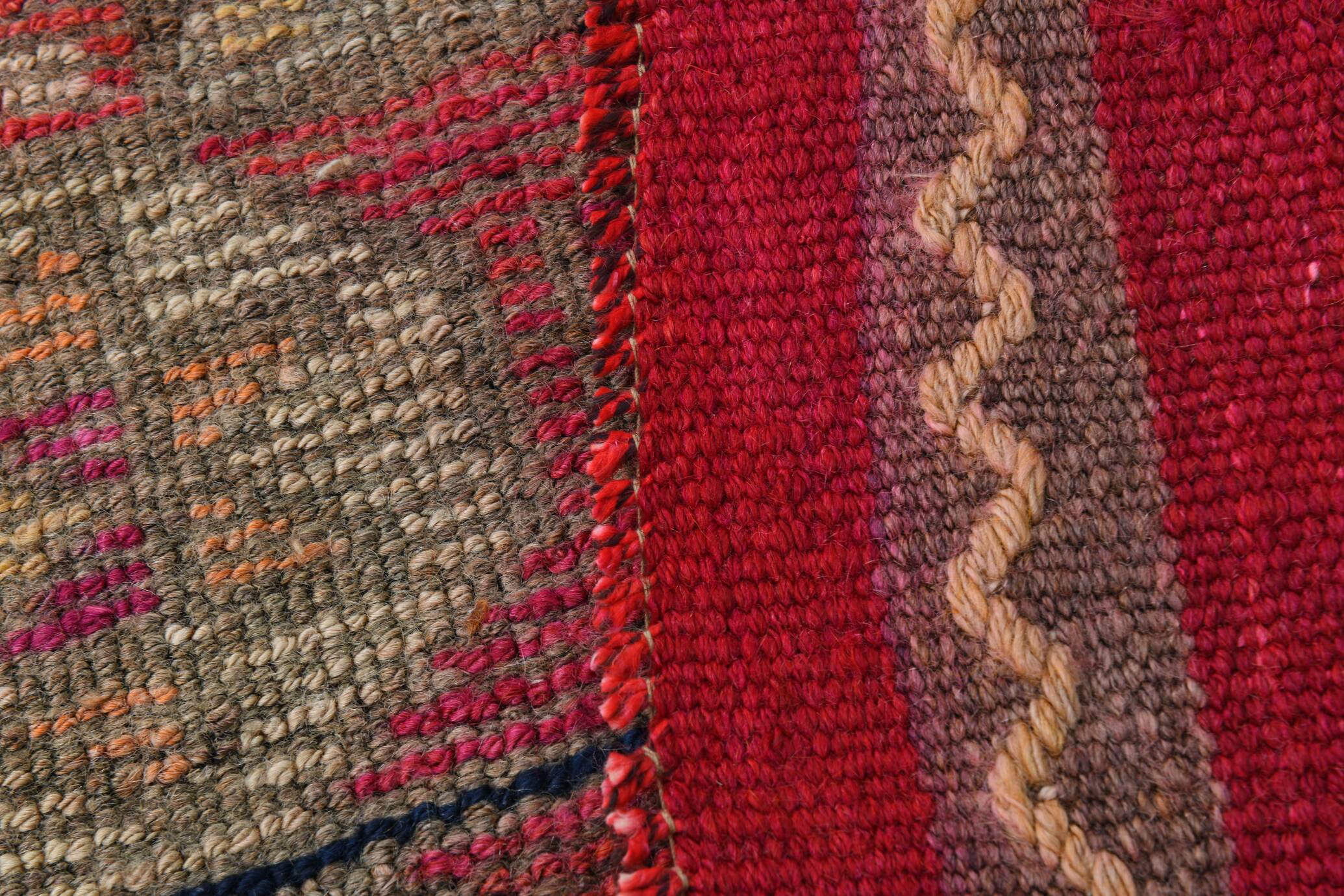 3x12 Red & Navy Blue Oushak Runner Rug, 83x352Cm