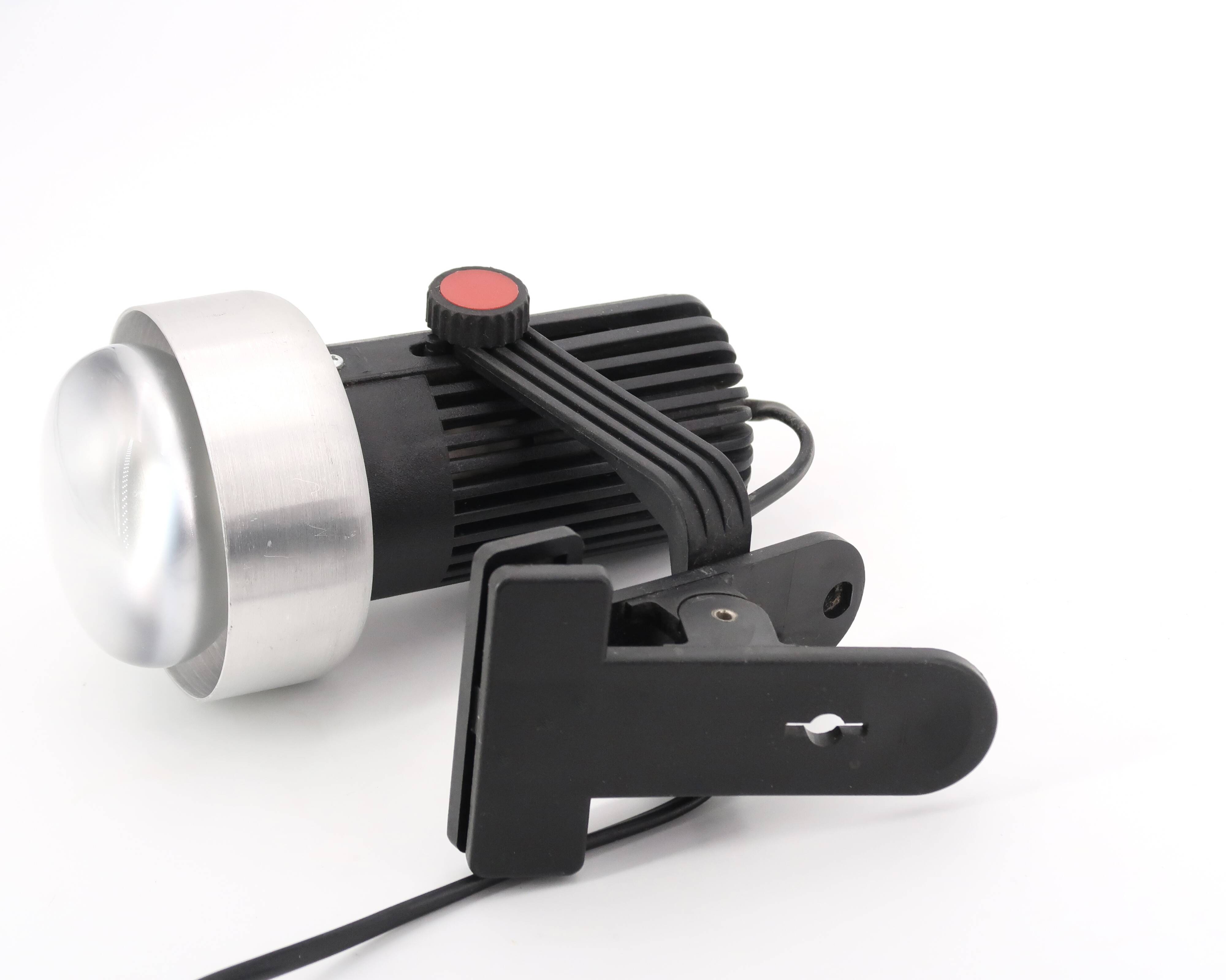 Clip lamp or wall lamp in aluminum and black plastic, 1980s